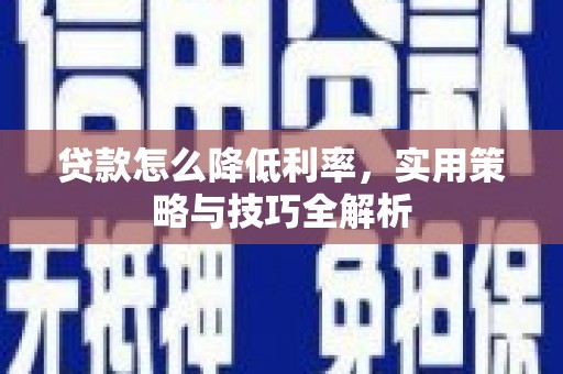 永年贷款怎么降低利率，实用策略与技巧全解析
